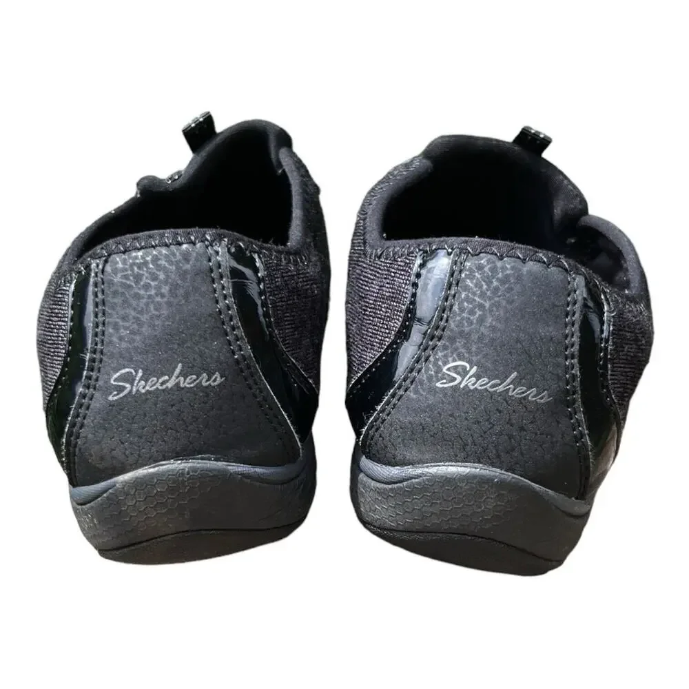 Skechers Shoes Womens 8 Breathe‎ Easy Opportuknity Sneakers 23855 Black Fabric